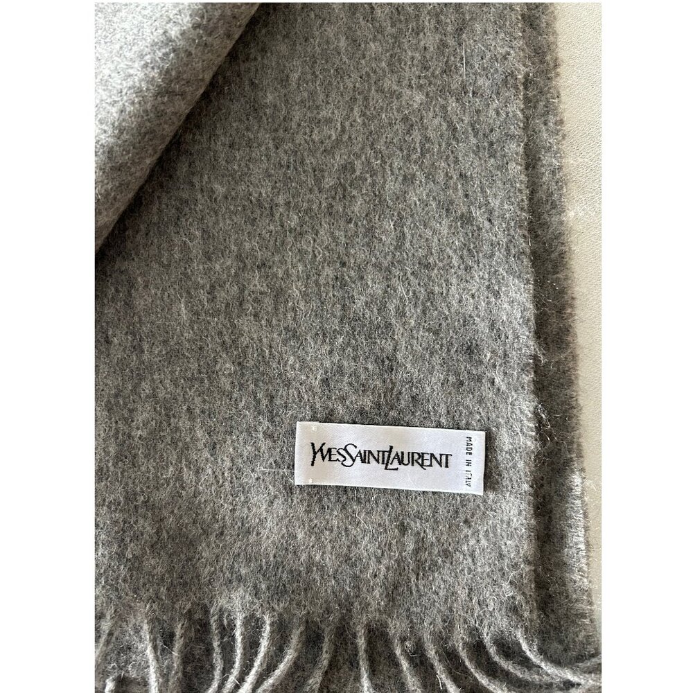 Yves Saint Laurent Wool Grey Scarf - Picture 2 of 5